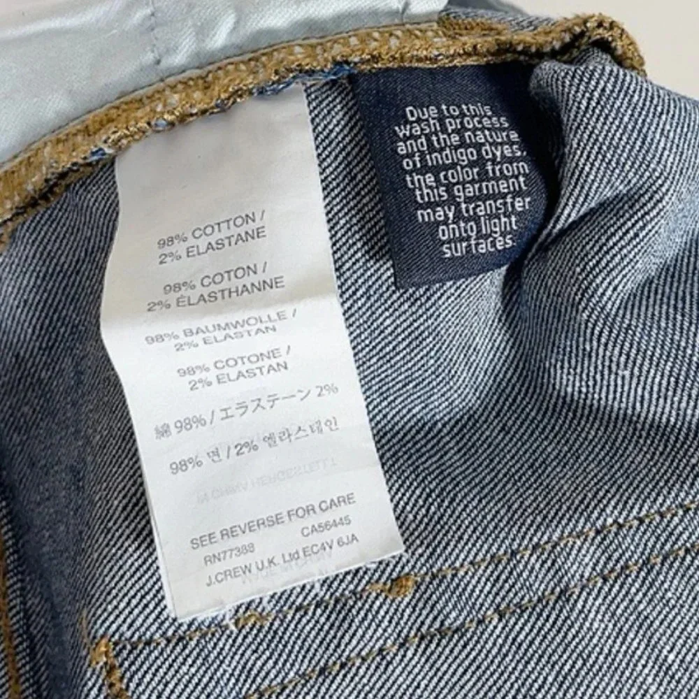 J.CREW | INDIGO DENIM CUT OFF DARK WASH JEANS